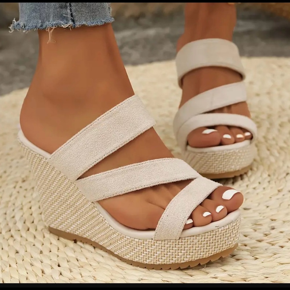 Women's Wedge Heeled Sandals, Casual Open Toe Platform Shoes , slip on